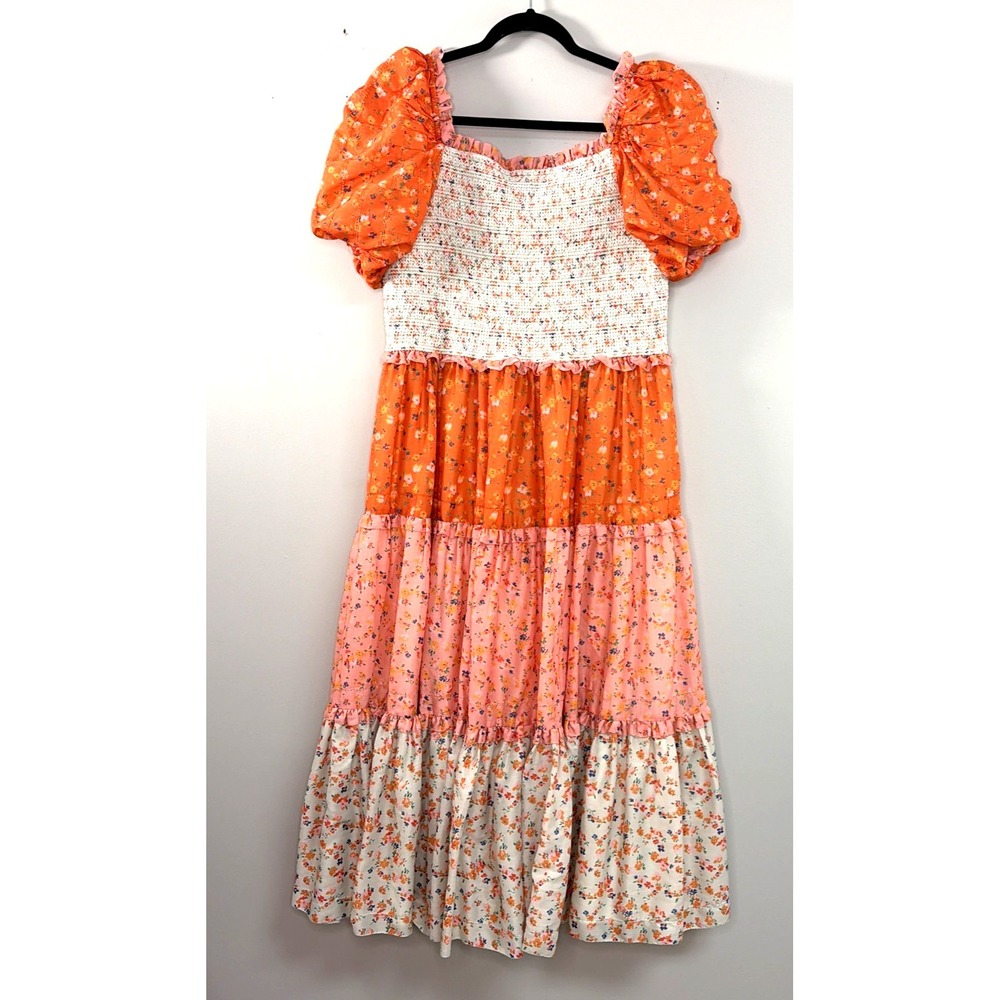 Ivy City Women XXL Emily Sorbet Smock Top Puff Sleeve Tiered Peasant Fairy Dress - Picture 4 of 8